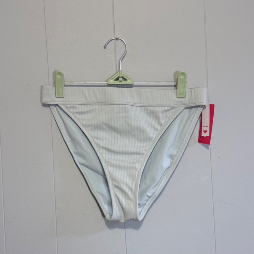 Xhilaration Light Blue Ribbed High Waist Bikini Bottoms Size Medium NWT